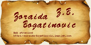 Zoraida Bogatinović vizit kartica